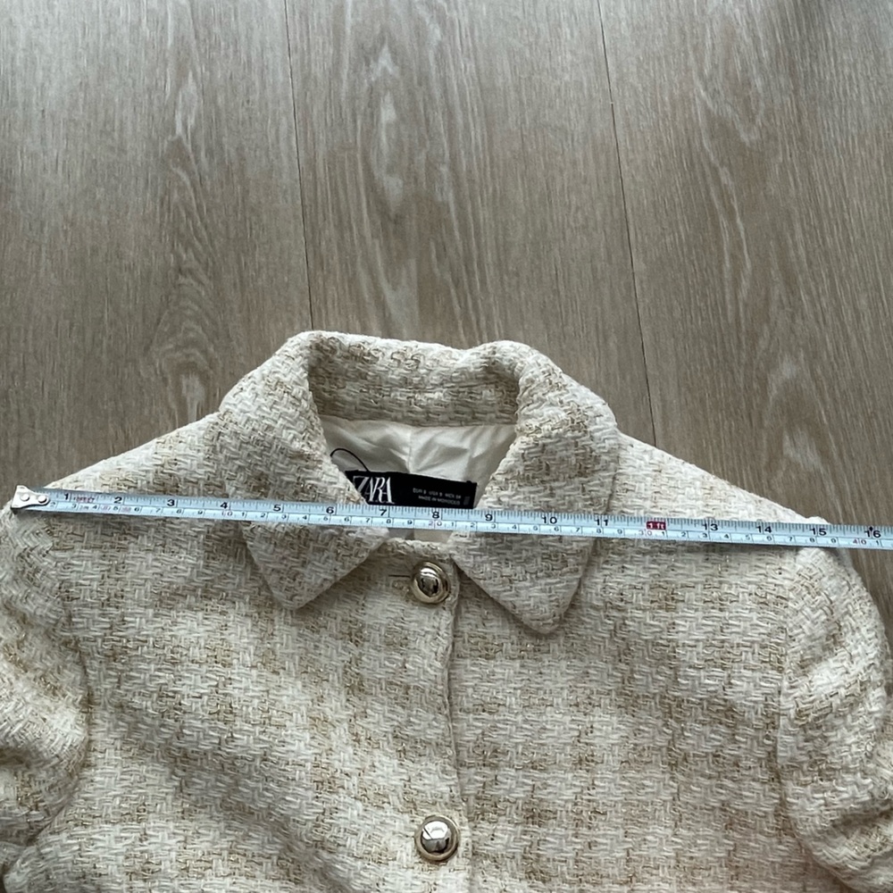 Zara Tweed Jacket Gold Ivory Size Small - Picture 10 of 10